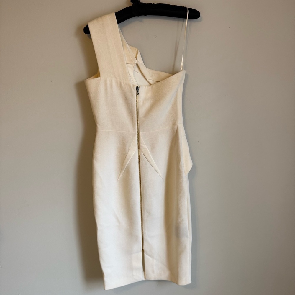 Roland Mouret wool one shoulder midi dress cream white size 6 - Picture 3 of 9